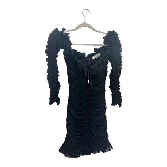 HOUSE OF CB Tatyana mini dress in black ruffle - Picture 11 of 15